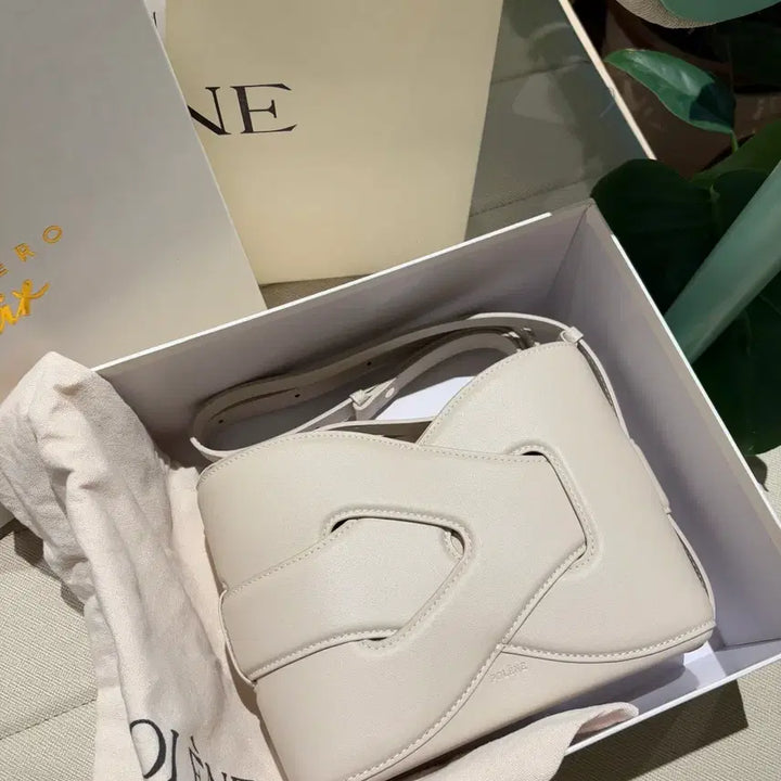 [BUNJANG] Polène White Leather Clutch Shoulder Bag Women&