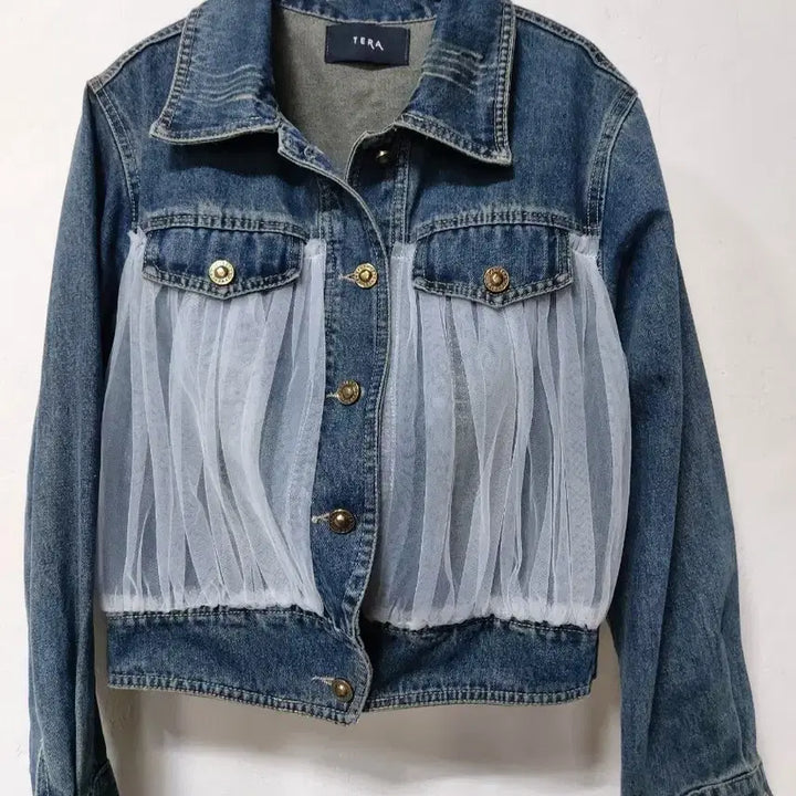 [BUNJANG] TERA Tulle Lace Denim Jacket / TERA 튜Tulle 레이스 데님 청자켓