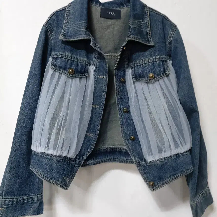 [BUNJANG] TERA Tulle Lace Denim Jacket / TERA 튜Tulle 레이스 데님 청자켓
