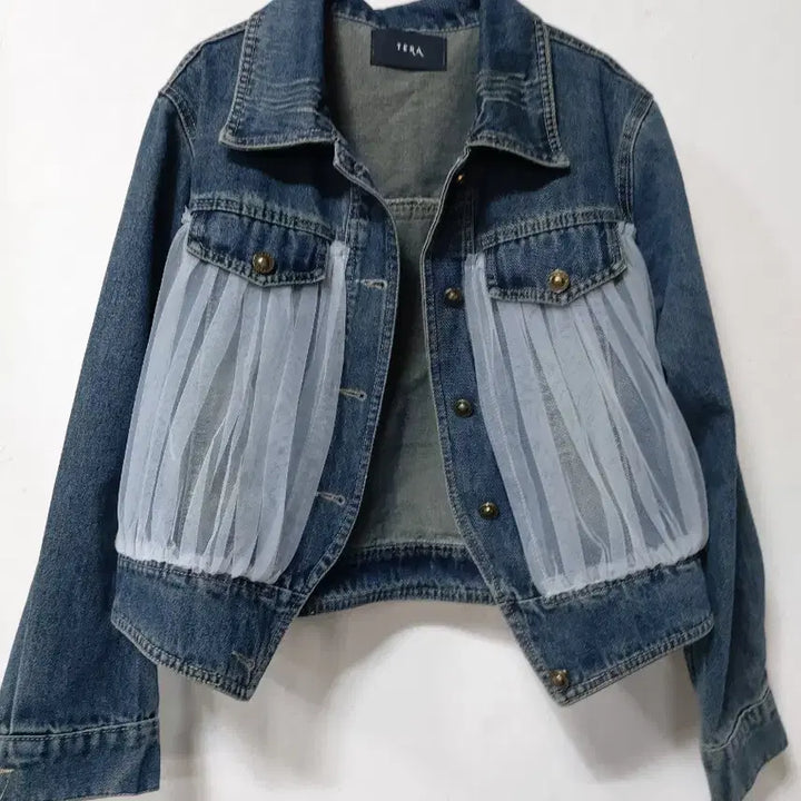 [BUNJANG] TERA Tulle Lace Denim Jacket / TERA 튜Tulle 레이스 데님 청자켓