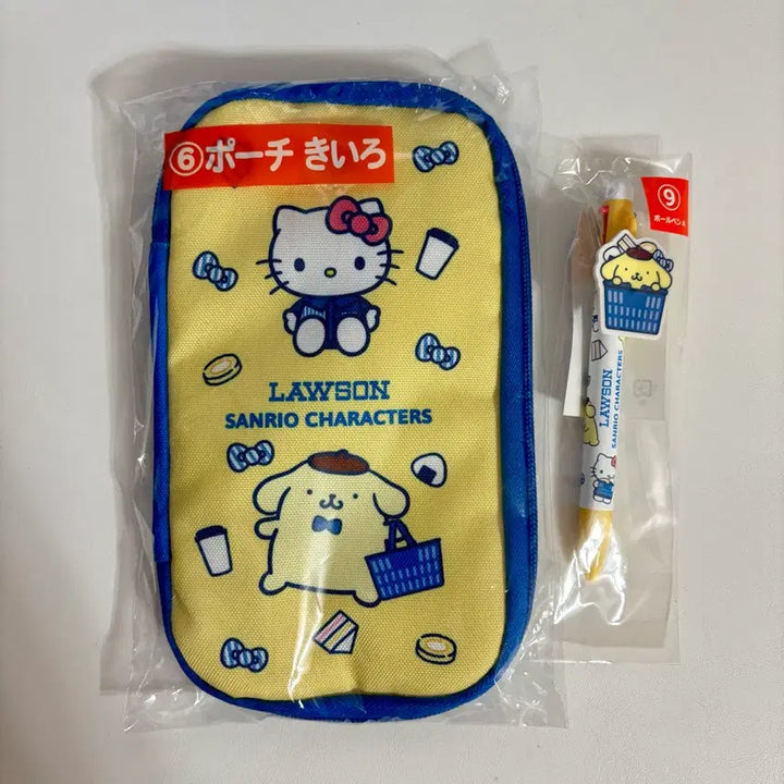 [BUNJANG] Sanrio Lawson 50th Anniversary Pouch Ballpoint Pen - Hello Kitty &amp; Pompompurin / 새상품) 산리오 로손 50주년 캐릭터 파우치 볼펜 키티 폼폼푸린 볼펜