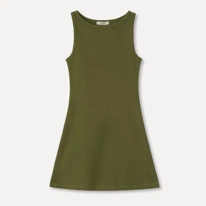 [BUNJANG] HOOWAS Line Sleeveless Dress Olive / 새상품) 호와스 라인 슬리브리스 원피스 드레스 올리브