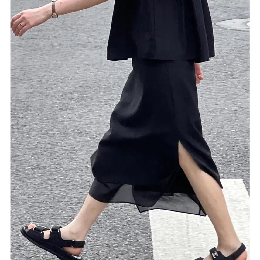 [BUNJANG] REERS Shared Layer Skirt Black / 리어스 세어드 레이어 스커트