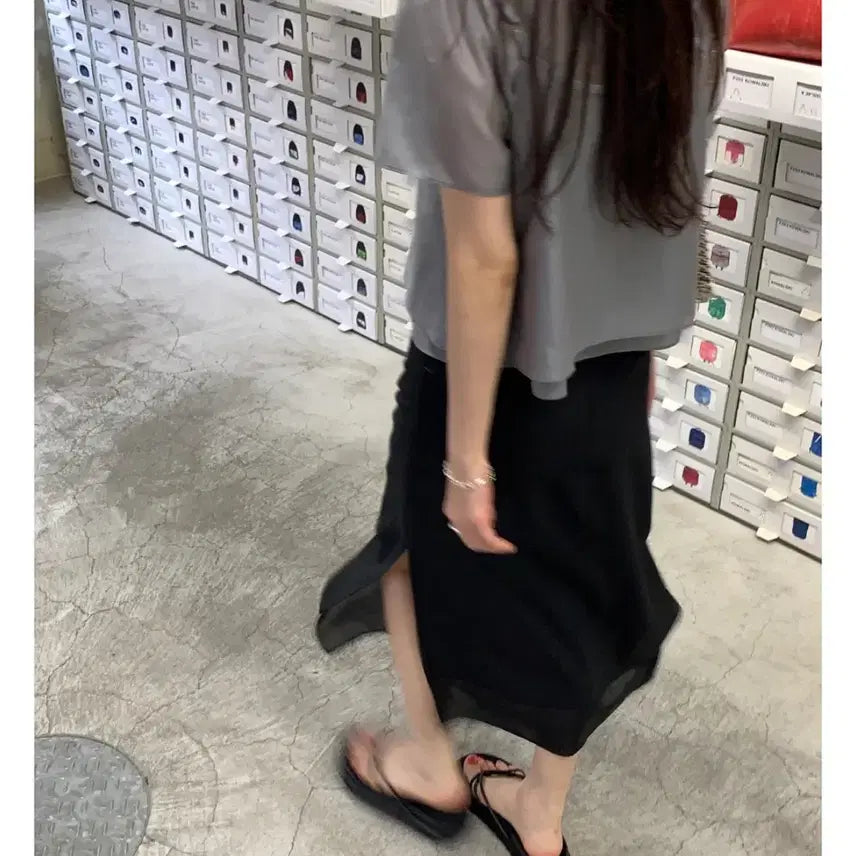 [BUNJANG] REERS Shared Layer Skirt Black / 리어스 세어드 레이어 스커트