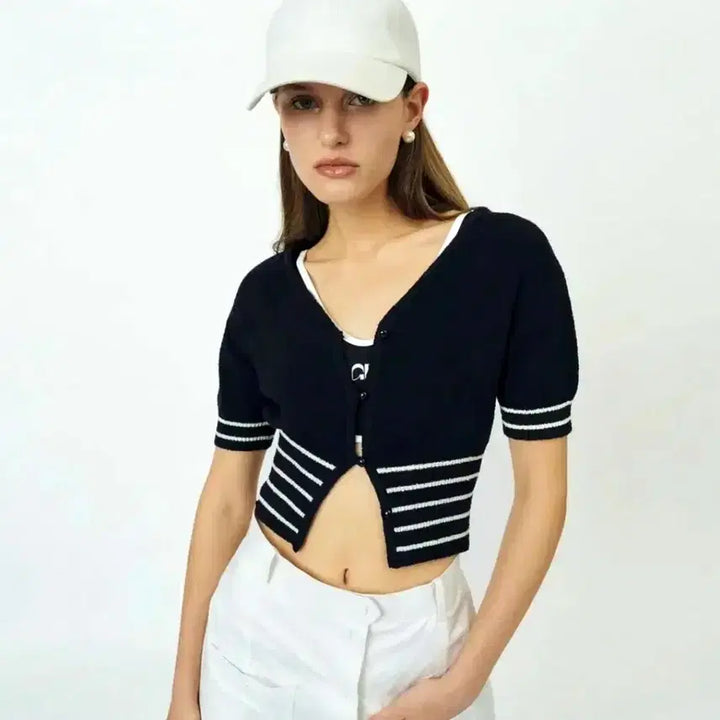 [BUNJANG] GROVE WEIN Cardigan Navy/White / 그로브(GROVE) WEIN 가디건 55-66 새상품