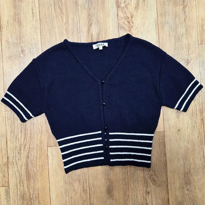 [BUNJANG] GROVE WEIN Cardigan Navy/White / 그로브(GROVE) WEIN 가디건 55-66 새상품