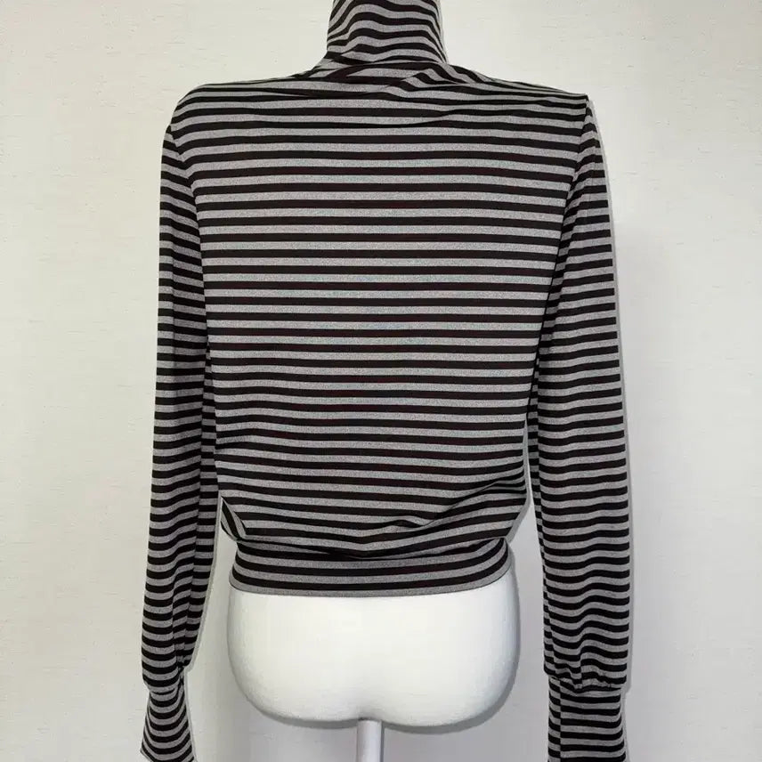 [BUNJANG] High Neck Stripe Zip-Up Jersey / 하이넥 스트라이프 집업 져지