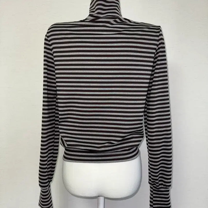 [BUNJANG] High Neck Stripe Zip-Up Jersey / 하이넥 스트라이프 집업 져지