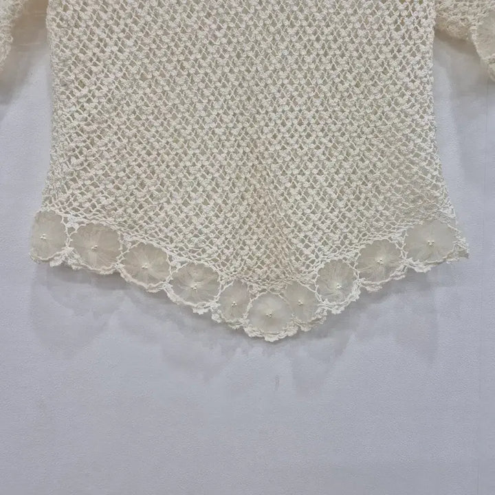 [BUNJANG] Ivory Crochet Knit Short Sleeve Blouse / 아이보리 크로셰 니트 반팔 블라우스