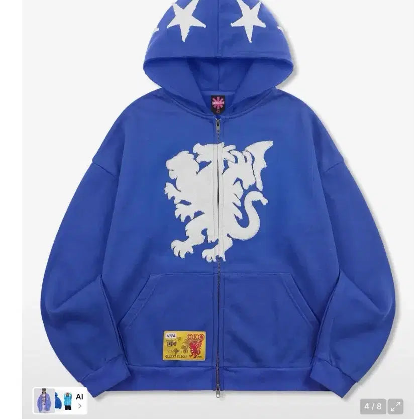 [BUNJANG] Glakk Chimera APPLIFEE Hoodie Zip-up / 글랙 키메라 아플리케 후드 집업
