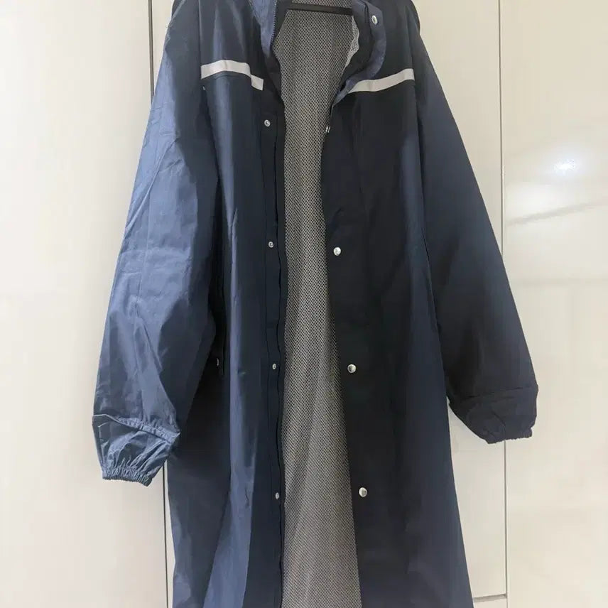 [BUNJANG] Waterproof Raincoat 4XL Navy / 롱 우비 4XL 네이비 방수 레인코트