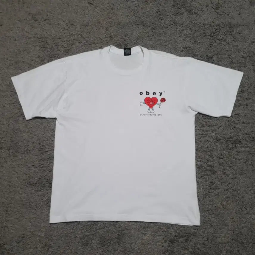[BUNJANG] OBEY Heart Graphic T-Shirt / 오베이 obey 하트 그래픽 반팔 티셔츠 L 105 웍스아웃 빈티지
