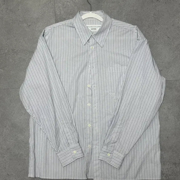 [BUNJANG] Waveness Origami Stripe Shirt Ocean Blue / 웨이비니스 오리가미 스트라이프 셔츠 오션블루