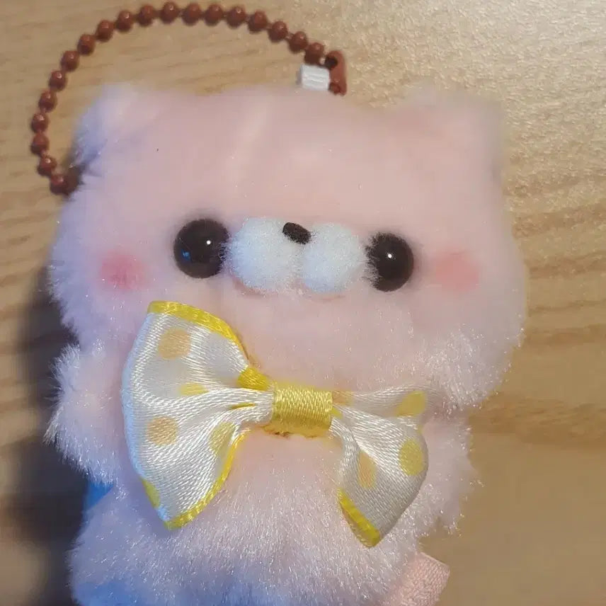 [BUNJANG] Pink Bear Doll Keychain with Ribbon Charm / 분홍 곰돌이 인형 키링 리본 장식