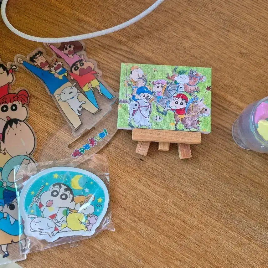 [BUNJANG] Crayon Shin-chan Goods Collection Mini Easel Figure Sticker Ruler Set / 짱구는 못말려 굿즈 모음