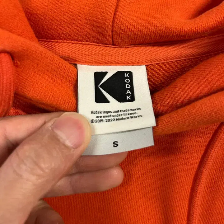 [BUNJANG] Kodak Orange Cropped Hoodie - Size S / S) 코닥 오렌지색 크롭 후드티