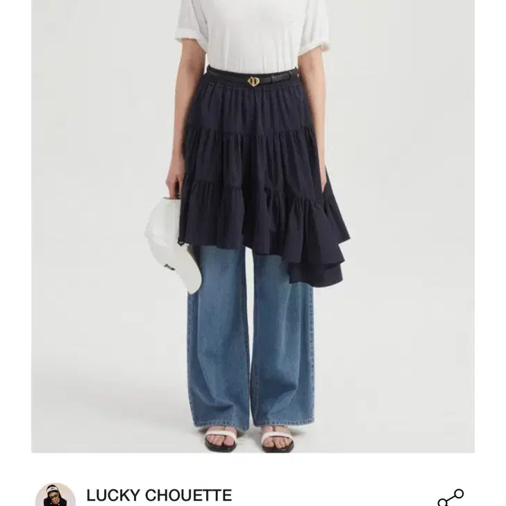 [SOLD OUT] 럭키슈에뜨 셔링 언발 미디 스커트