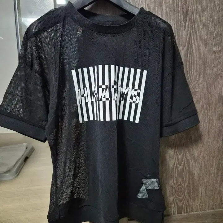 [BUNJANG] HAZZYS Black Short-Sleeve T-Shirt Mesh See-Through Size 95 / 새옷-HAZZYS 블랙 반팔 티셔츠 메쉬 시스루95