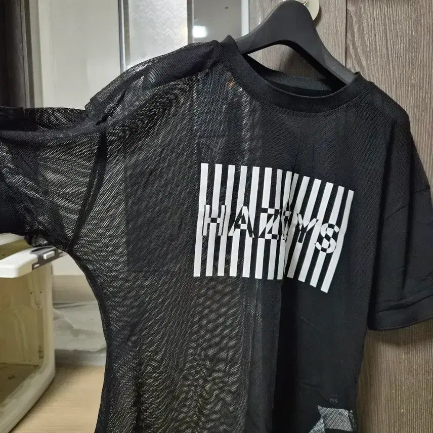 [BUNJANG] HAZZYS Black Short-Sleeve T-Shirt Mesh See-Through Size 95 / 새옷-HAZZYS 블랙 반팔 티셔츠 메쉬 시스루95