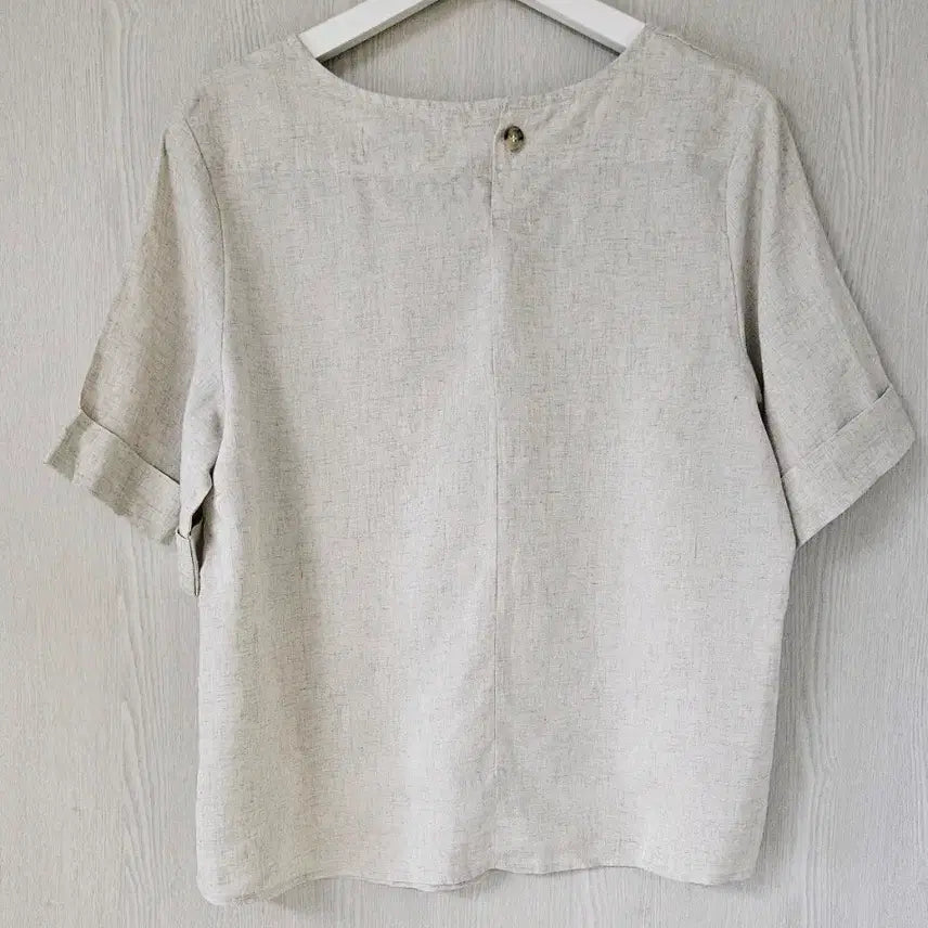 [BUNJANG] Linen Blouse - Beige / 린넨 블라우스 새상품
