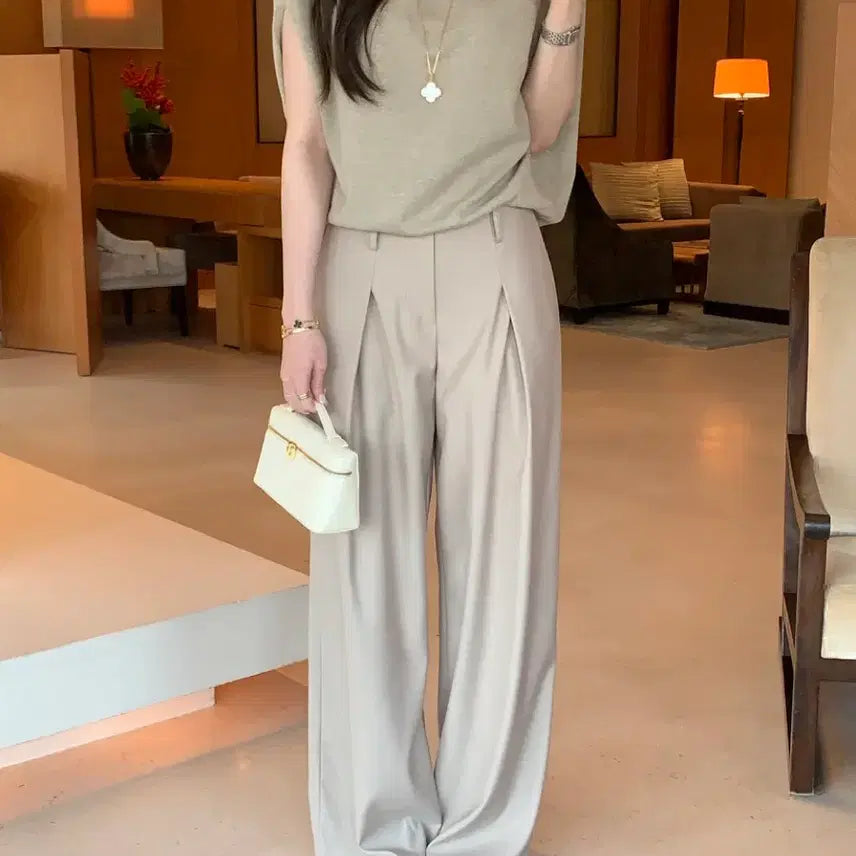 [BUNJANG] Obzee Muse Tuck Slacks Beige XS / 오브제스트 뮤즈 턱 슬랙스 xs 베이지