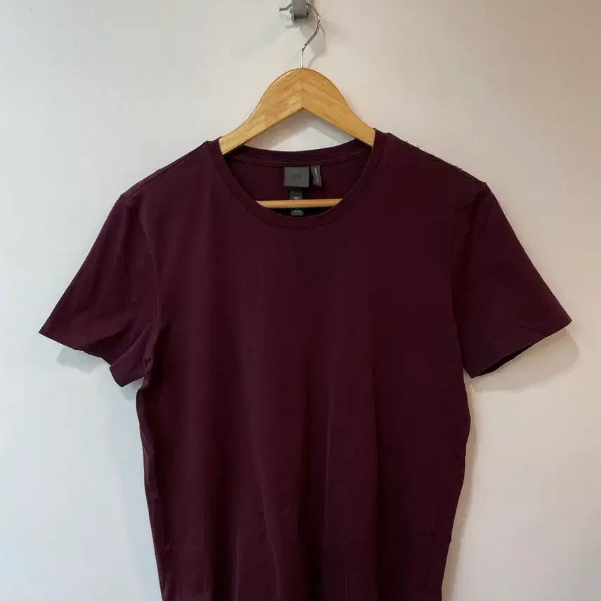 [BUNJANG] H&amp;M Burgundy Premium Cotton T-Shirt / H&amp;M 버건디 프리미엄코튼 반팔 티셔츠 S