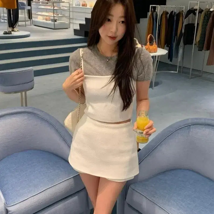 [BUNJANG] Shiseye White Tweed Bustier and Skirt Set / (오늘만)세트 시예샵 샵시예 뮤 여성 트위드 판매 화이트