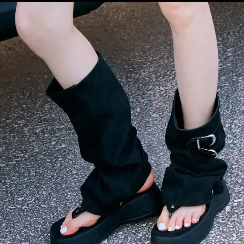 [BUNJANG] Good Shoes Detachable 2-Way Wedge Chunky Platform Sandals / 착한구두 탈부착 투웨이 통굽 쪼리부츠