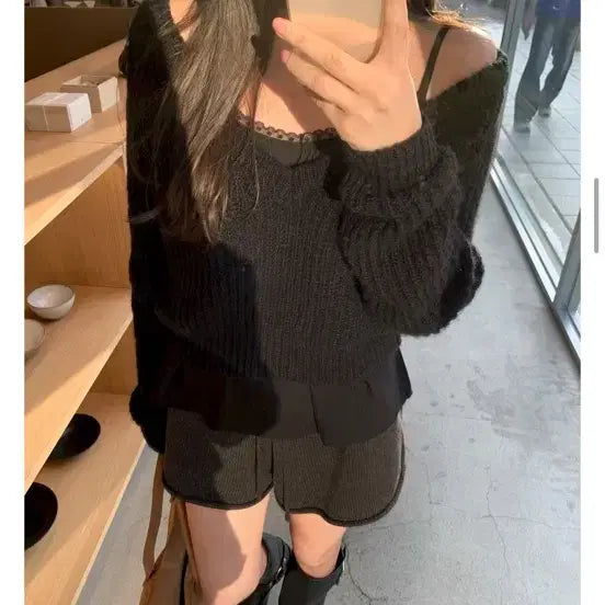 [BUNJANG] Lietto Loren Bustier + Tofay Knit Set / 리에뜨 로렌 뷔스티에+토페 니트 세트 새상품