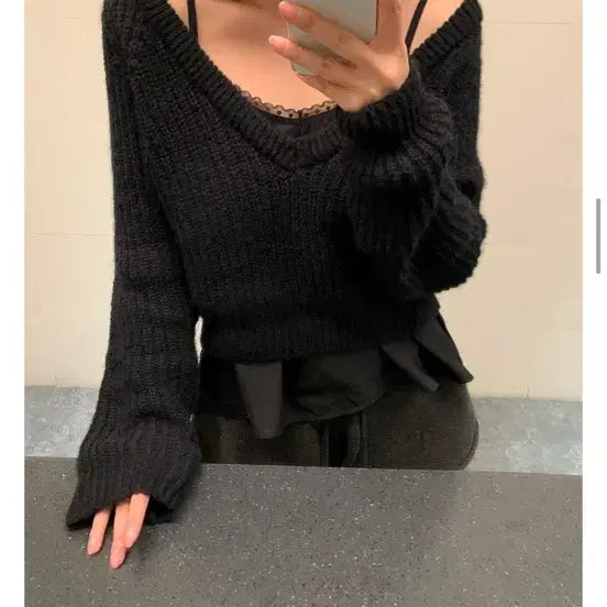 [BUNJANG] Lietto Loren Bustier + Tofay Knit Set / 리에뜨 로렌 뷔스티에+토페 니트 세트 새상품
