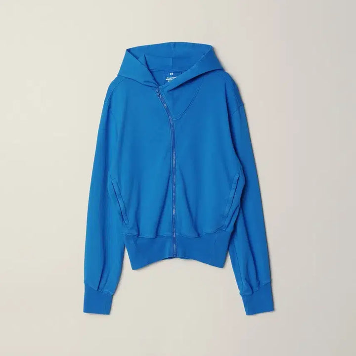 [BUNJANG] Numare Garment Dyed Curved Hoodie Zip-up Blue L / 누마레 EE 가먼트 다이드 커브드 후드 집업 블루 L