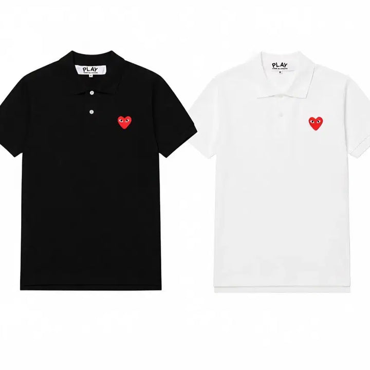 [BUNJANG] Comme des Garçons Play Red Heart Patch Short-Sleeve Polo Shirt / 꼼데가르송 하트 레드와펜  PK 반팔 카라티