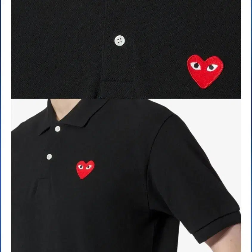 [BUNJANG] Comme des Garçons Play Red Heart Patch Short-Sleeve Polo Shirt / 꼼데가르송 하트 레드와펜  PK 반팔 카라티