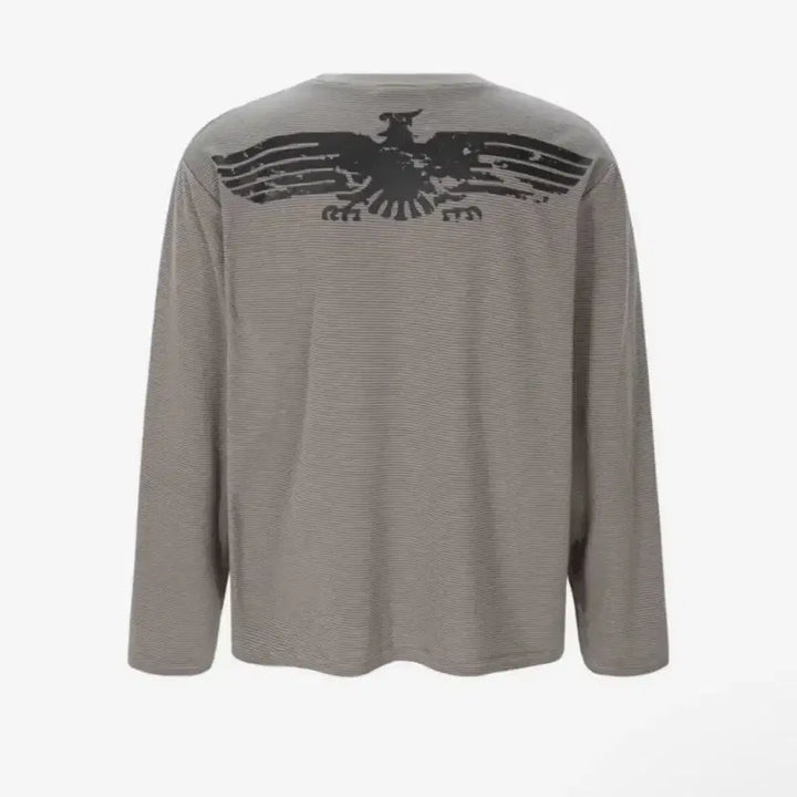 [BUNJANG] Manhattan Project Vintage Eagle Stripe Long Sleeve Beige / 맨허튼프로젝트 빈티지 이글 스트라이프 롱슬리브 베이지
