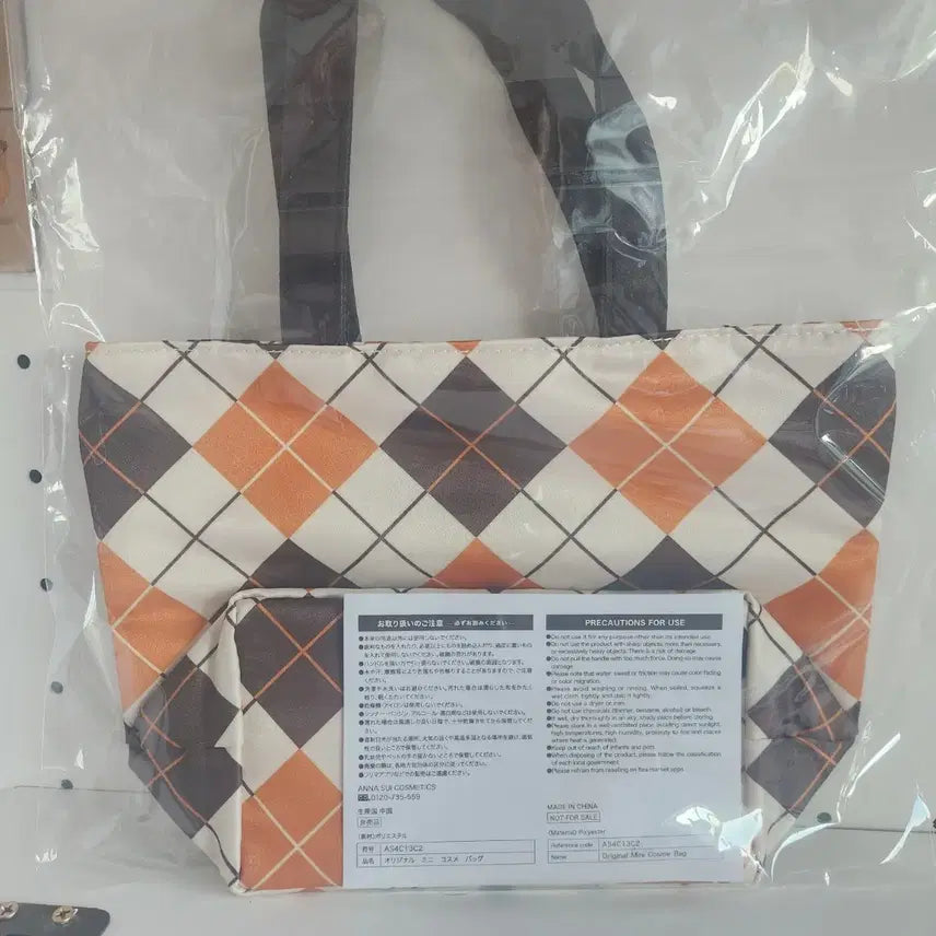 [BUNJANG] Anna Sui Argyle Check Mini Tote Bag / 안나수이 미니 토트백 (안나수이 파우치 한정 굿즈) 아가일 체크 토트백