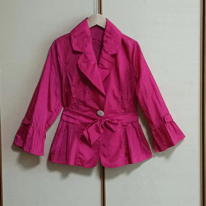 [BUNJANG] Yshanna Hot Pink Ribbon Belt Jacket / yehanna)핫핑크 리본 벨트 자켓/재킷