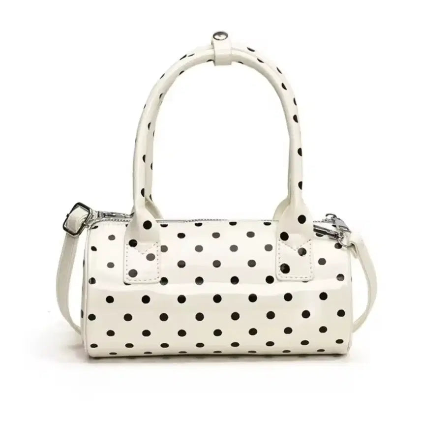 [BUNJANG] White Dot Enamel Crossbody Handbag / 화이트 도트 핸드백 애나멜 크로스백