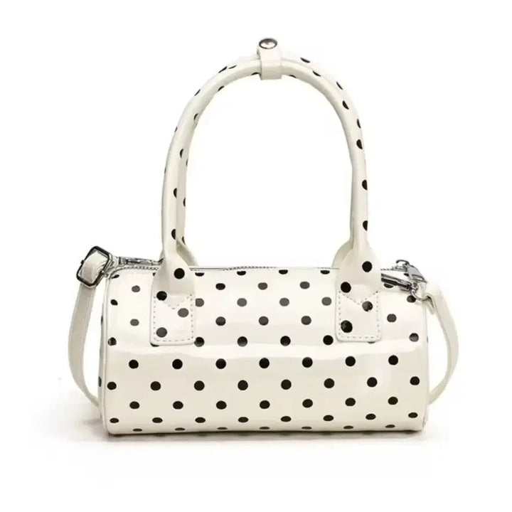 [BUNJANG] White Dot Enamel Crossbody Handbag / 화이트 도트 핸드백 애나멜 크로스백