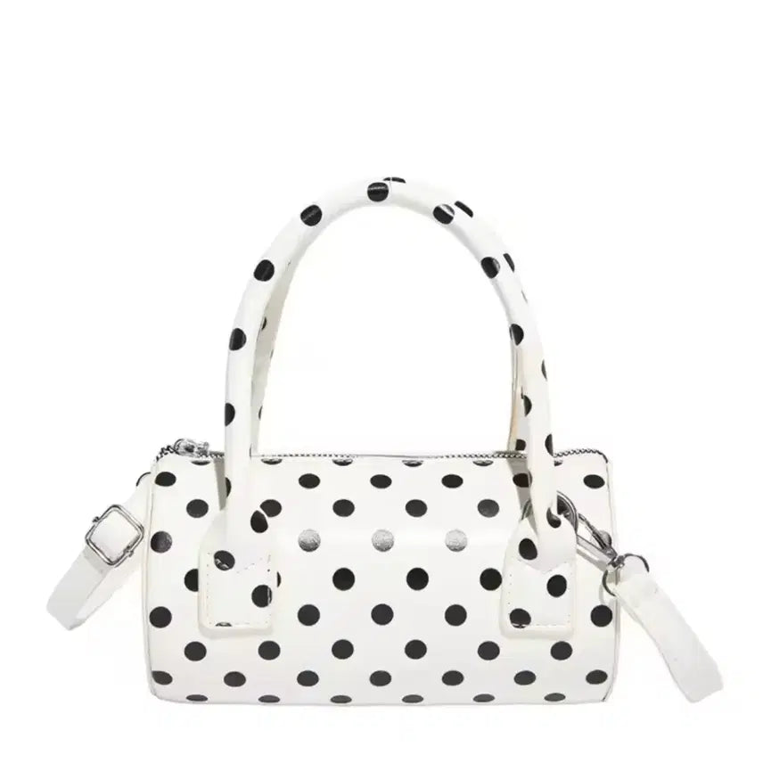[BUNJANG] White Dot Enamel Crossbody Handbag / 화이트 도트 핸드백 애나멜 크로스백