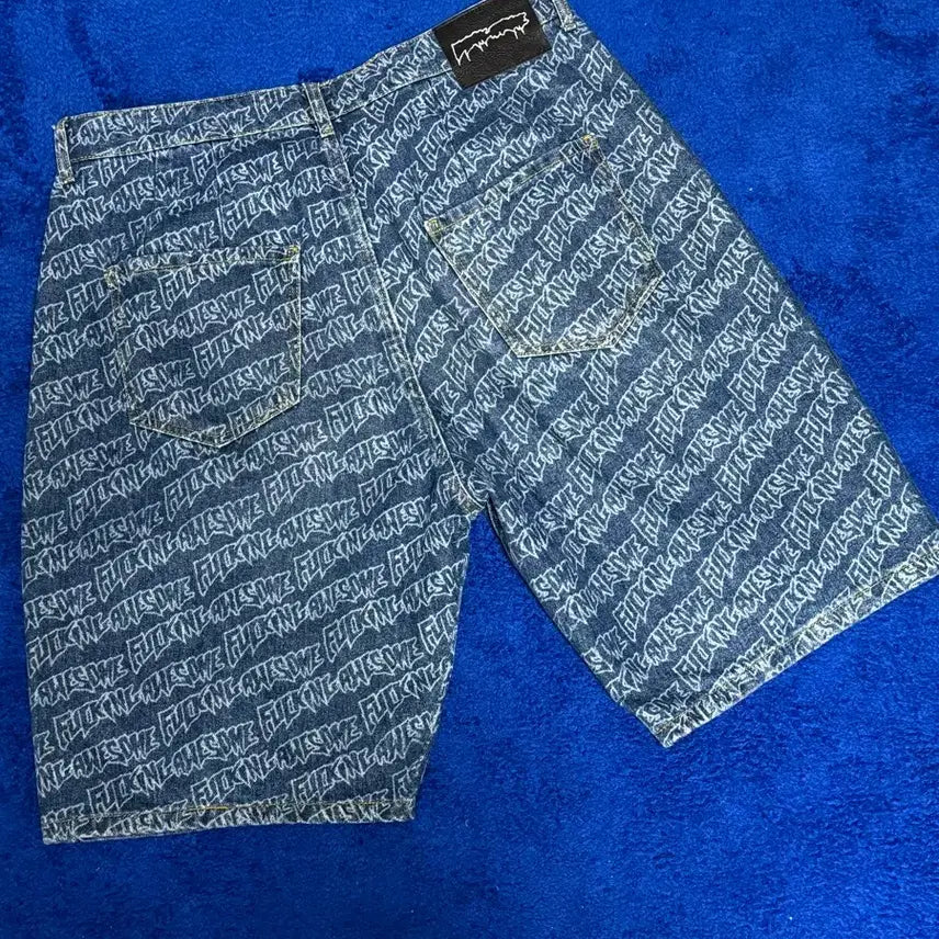 [BUNJANG] Fuckn Awesome Logo Denim Shorts 34 / 퍼킹어썸 로고데님 쇼츠 34