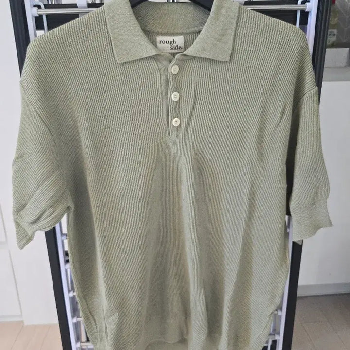 [BUNJANG] Roughside Green Short Sleeve Polo T-Shirt Size 2 / 러프사이드 Collar Half knit 라이트 올리브 2사이즈