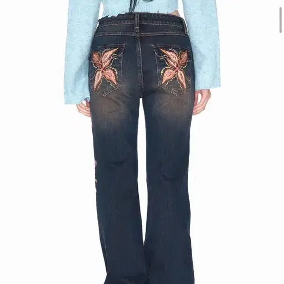 [BUNJANG] YOUTH BATH Embroidery Denim Pants Indigo Blue / 유쓰배쓰 Embroidery denim pants_indigo blue