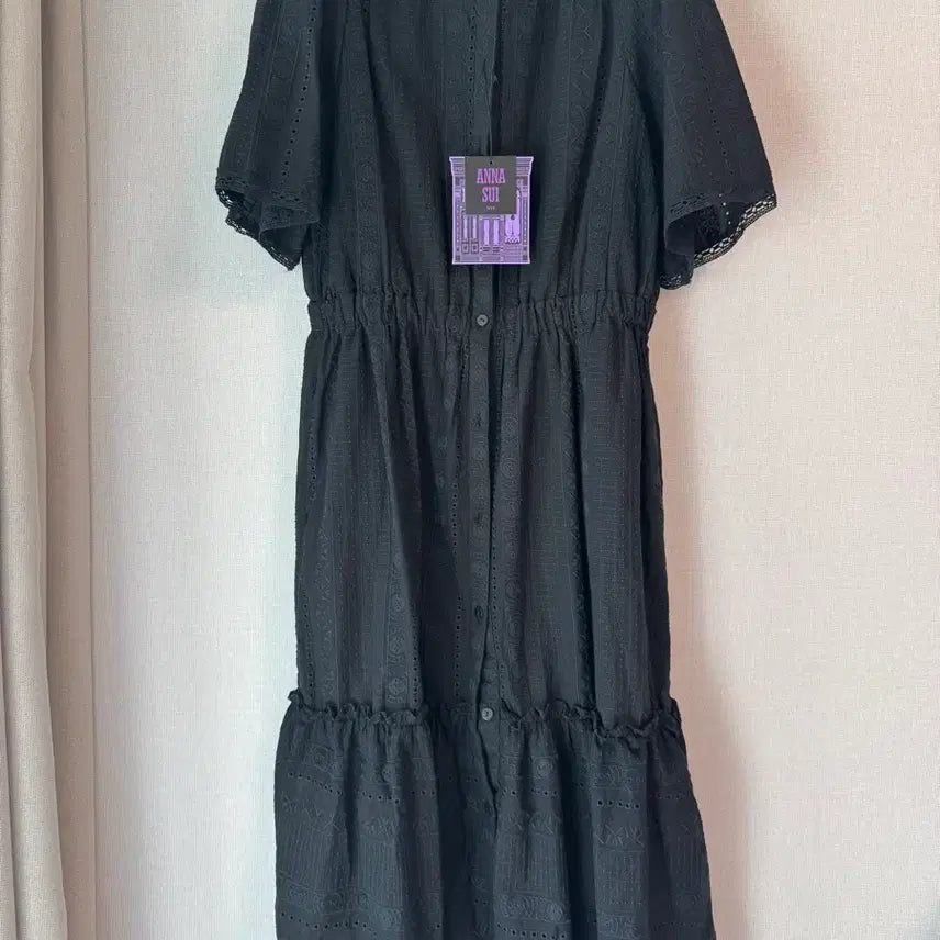 [BUNJANG] Anna Sui Eyelet Puff Sleeve Long Dress / 새상품))안나수이 아일렛 퍼프소매 롱원피스 하객룩추천