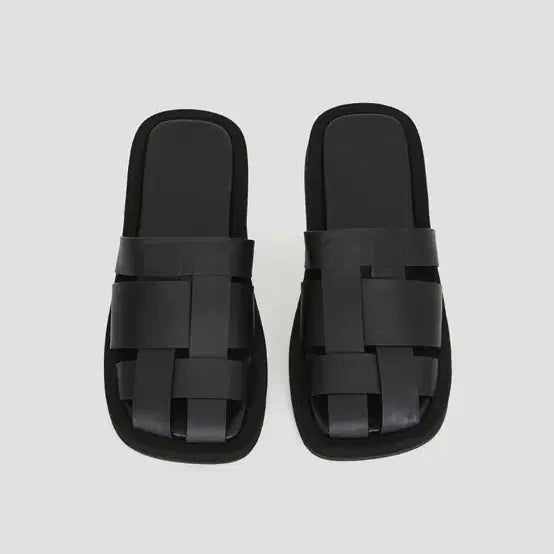 [BUNJANG] Recto Cross Strap Square Slide Slippers Black Size 41 / 렉토 / 크로스스트랩스퀘어슬라이드슬리퍼 / 41