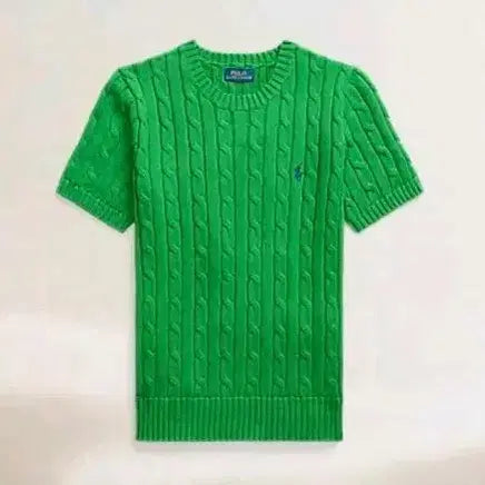 [BUNJANG] Polo Ralph Lauren Green Cable Knit Short Sleeve T-Shirt Size M / 폴로 랄프로렌 그린 케이블 반팔 S(M)