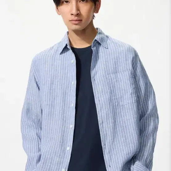 [BUNJANG] Uniqlo Premium Linen Striped Shirt 3XL / 유니클로 프리미엄 린넨 스트라이프 셔츠 3XL