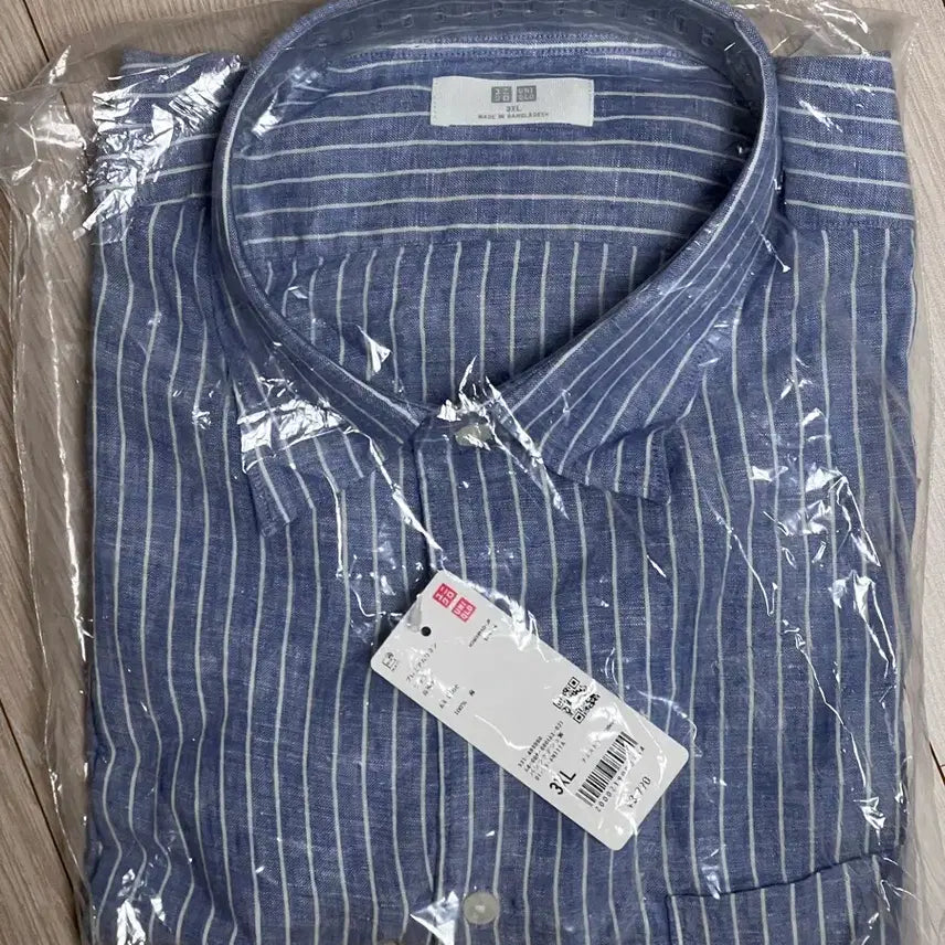 [BUNJANG] Uniqlo Premium Linen Striped Shirt 3XL / 유니클로 프리미엄 린넨 스트라이프 셔츠 3XL