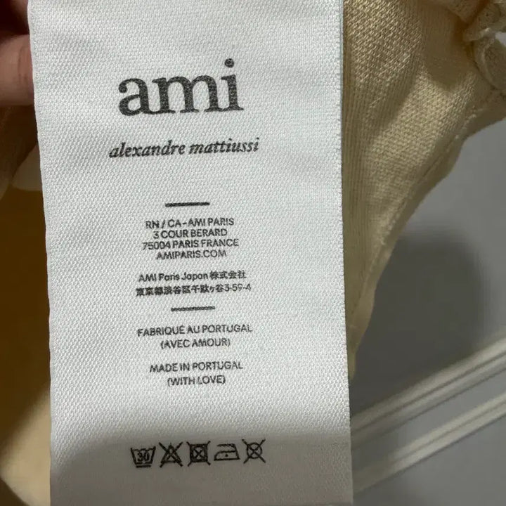 [BUNJANG] AMI Small Heart Logo Short Sleeve Polo Shirt Ivory L / 아미 스몰하트로고 반팔폴로셔츠 아이보리 L사이즈