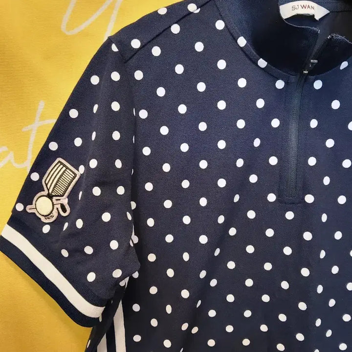 [BUNJANG] SJ WANI Navy Dot Short Sleeve T-Shirt Size 77 / SJ WANI 네이비 도트 반팔 티셔츠77