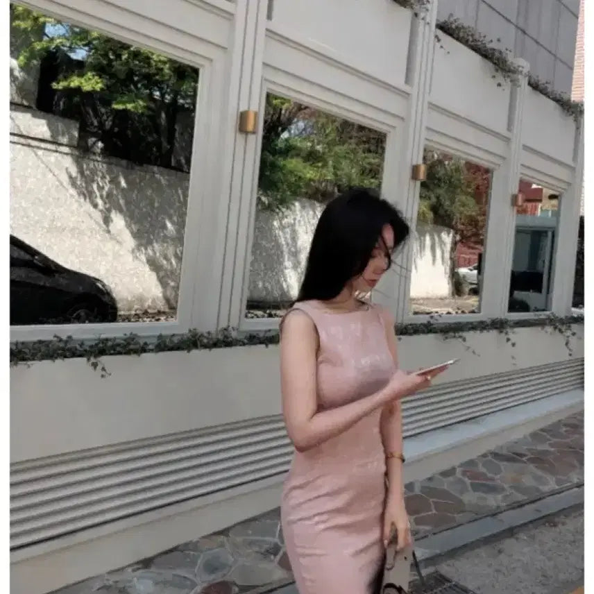 [BUNJANG] Joyful Design Bacarat Long Dress Pink M / 조이풀디자인 바카렛 원피스 핑크